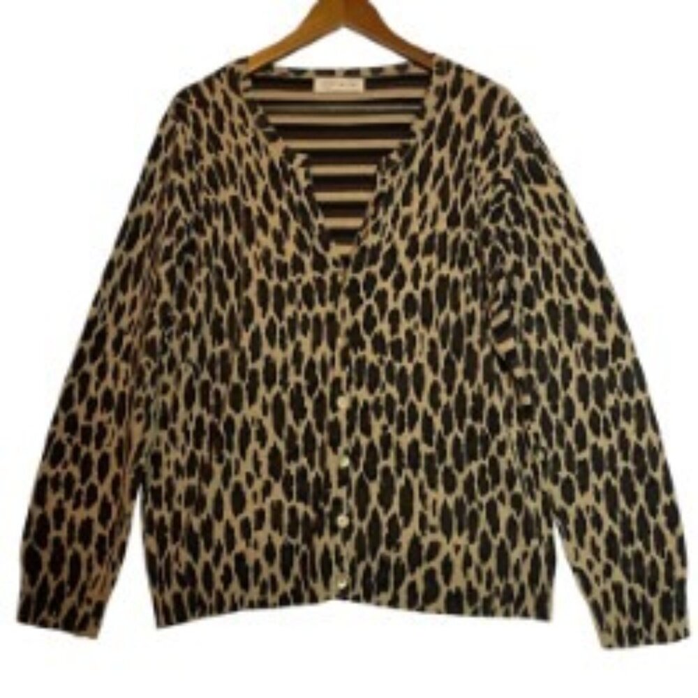 JONES NEW YORK SPORT WOMENS LEOPARD & STRIPED CARDIGAN SIZE XL